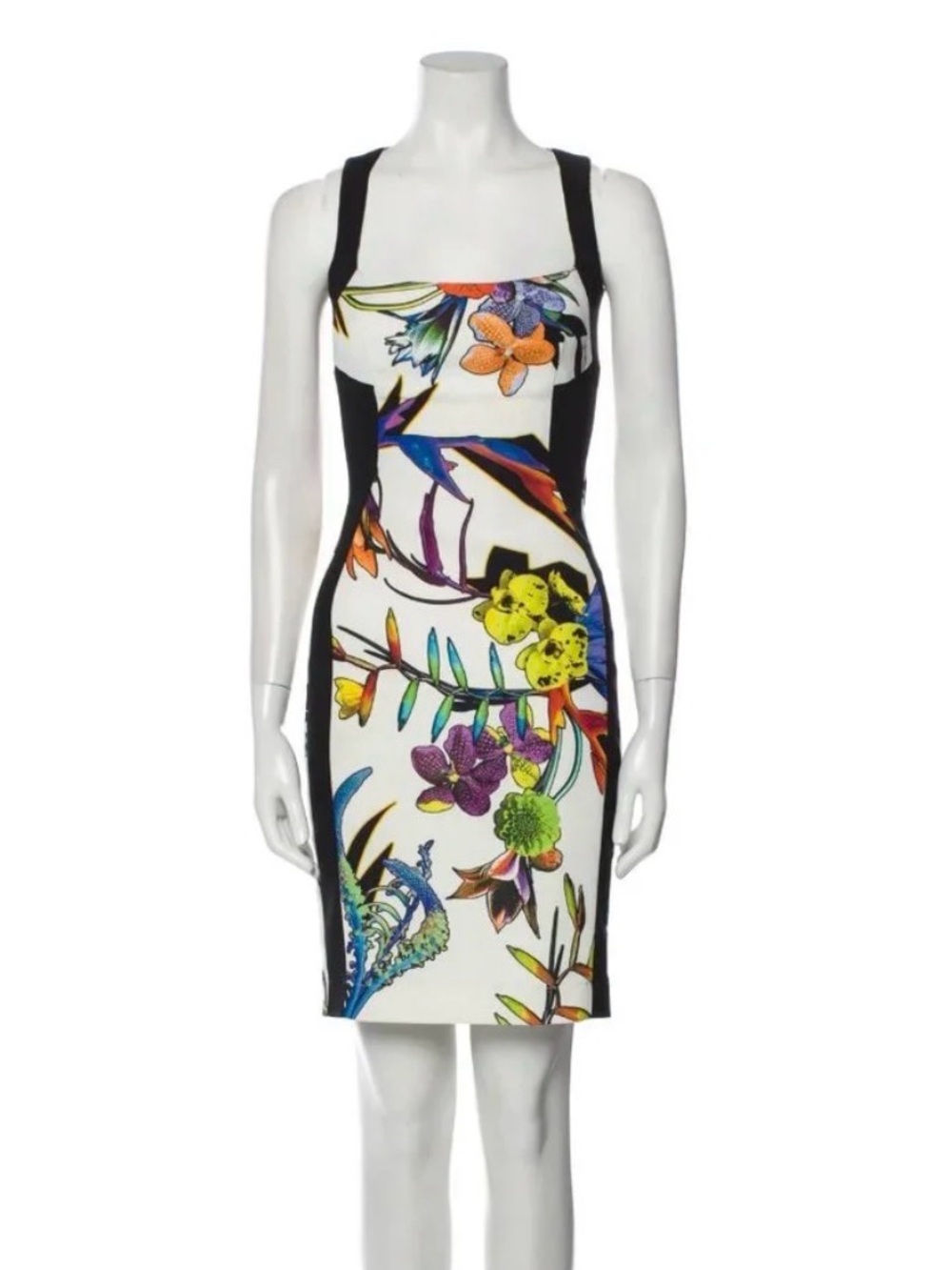 (Price FIRM) Just Cavalli Black and White Halter Sheath Dress